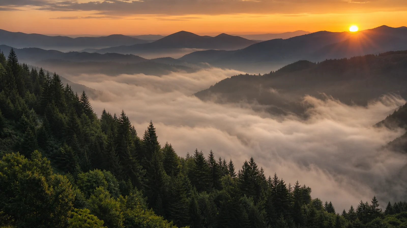 Misty mountain forest sunrise nature photography