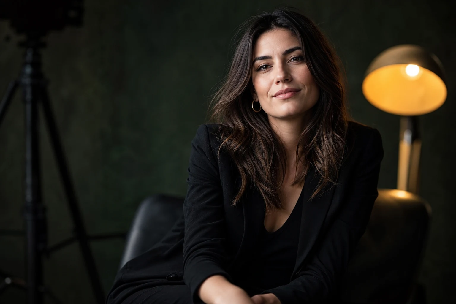 Premium editorial portrait photography in a dark studio