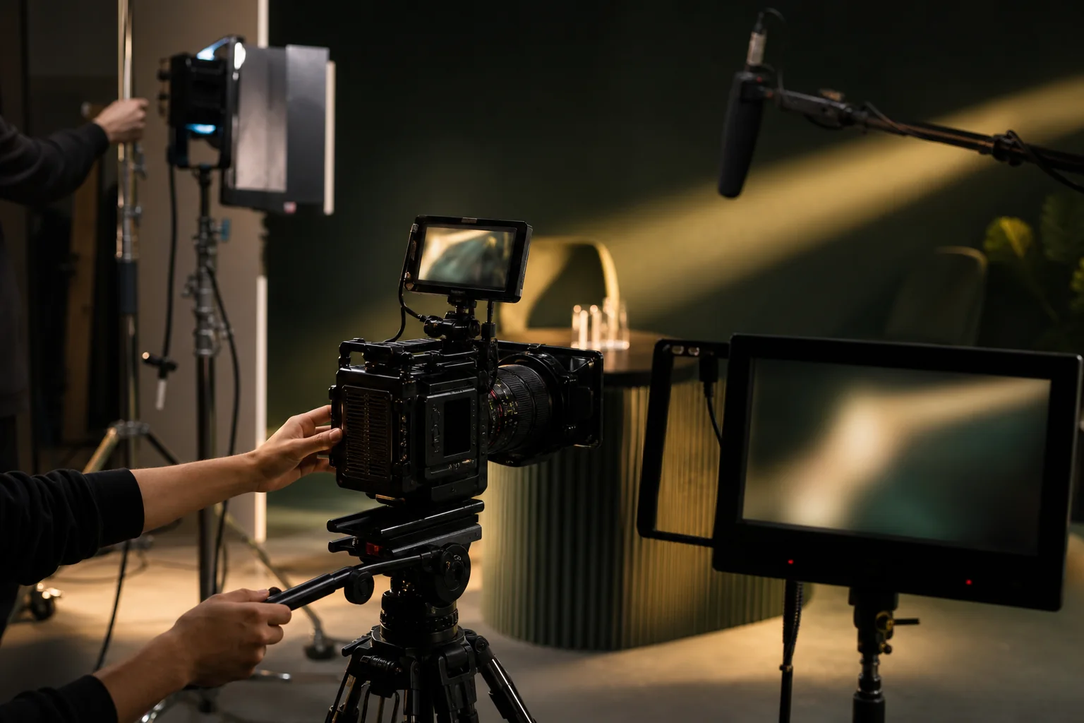 Behind the scenes video production with cinema camera